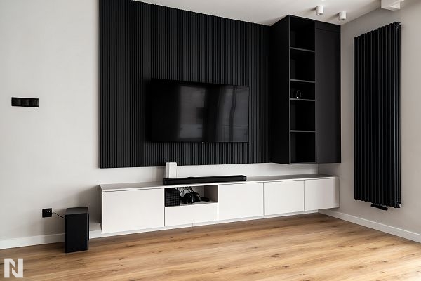 Jasnoszary Mat AFP 85468 - zabudowa RTV, realizacja Meble Adamkiewicz